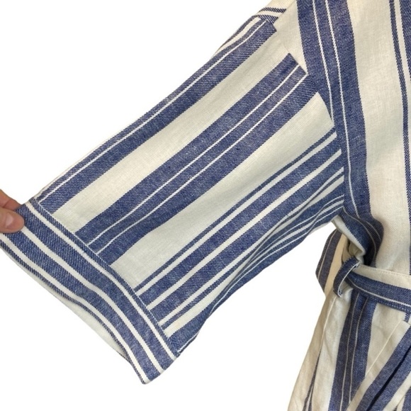 Anthropologie Elevenses Lagenlook Boho Striped Linen Duster Kimono Jacket Sz S - Picture 9 of 16